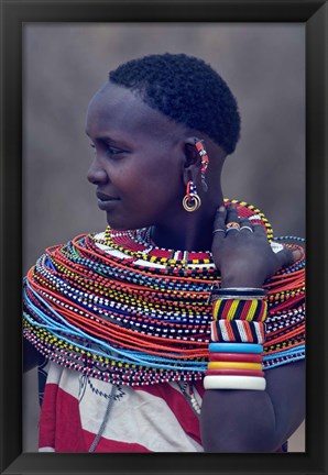 Framed Side profile of a Samburu tribal woman Print