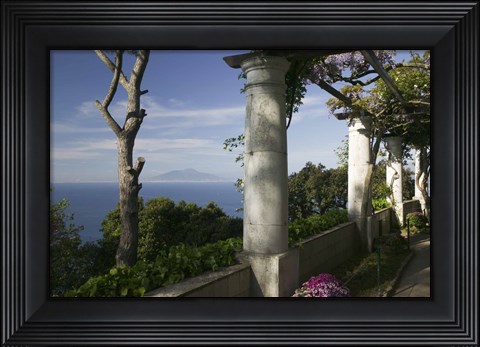 Framed Balcony overlooking the sea, Villa San Michele, Capri, Naples, Campania, Italy Print