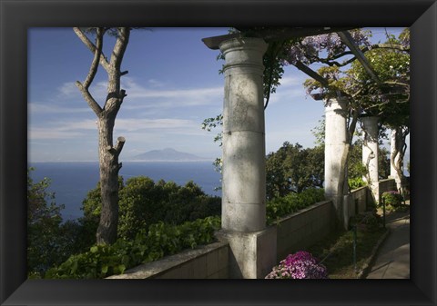 Framed Balcony overlooking the sea, Villa San Michele, Capri, Naples, Campania, Italy Print