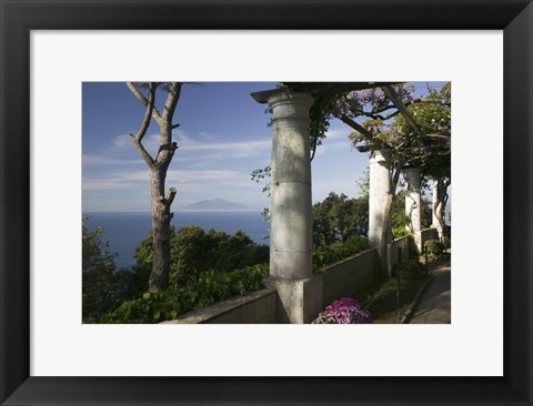 Framed Balcony overlooking the sea, Villa San Michele, Capri, Naples, Campania, Italy Print