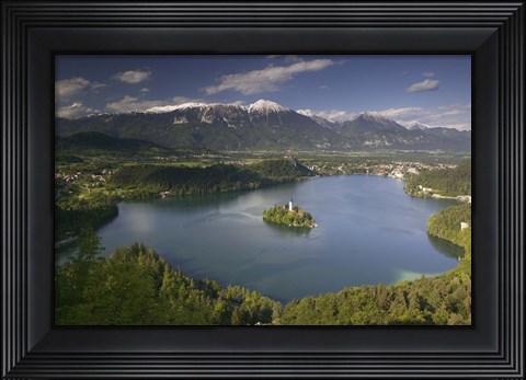 Framed High angle view of a lake, Lake Bled, Julian Alps, Bled, Gorenjska, Slovenia Print