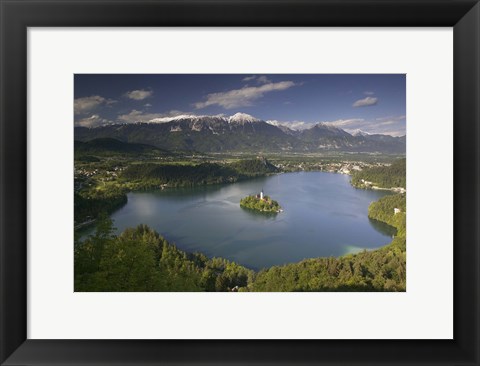 Framed High angle view of a lake, Lake Bled, Julian Alps, Bled, Gorenjska, Slovenia Print