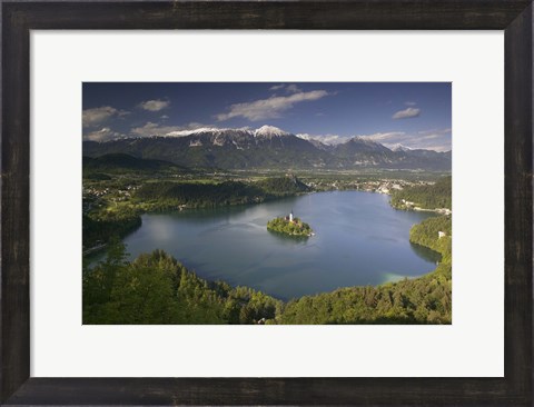 Framed High angle view of a lake, Lake Bled, Julian Alps, Bled, Gorenjska, Slovenia Print