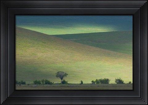 Framed Panoramic view of hill, Ngorongoro Crater, Arusha Region, Tanzania Print