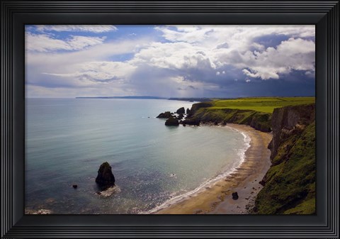 Framed Aerial View of Ballydowane Beach, Copper Coast, County Waterford, Ireland Print
