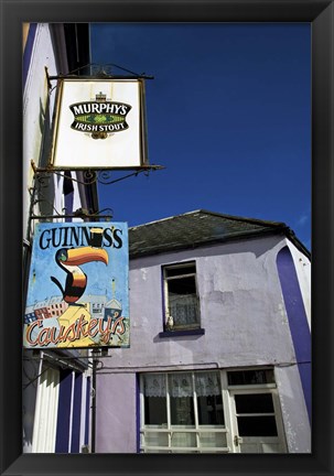 Framed Pub Signs, Eyeries Village, Beara Peninsula, County Cork, Ireland Print