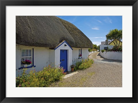 Framed Traditional Thatched Cottage, Kilmore Quay, County Wexford, Ireland Print