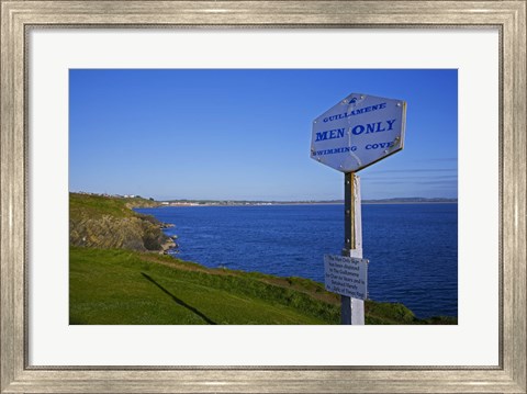 Framed Anachronistic Sign, Guillamene Swimming Cove, Tramore, County Waterford, Ireland Print