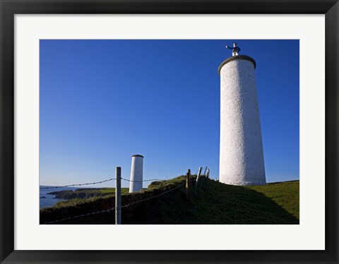 Framed Metal Man Shipping Beacon, Great Newtown Head, Tramore, County Waterford, Ireland Print