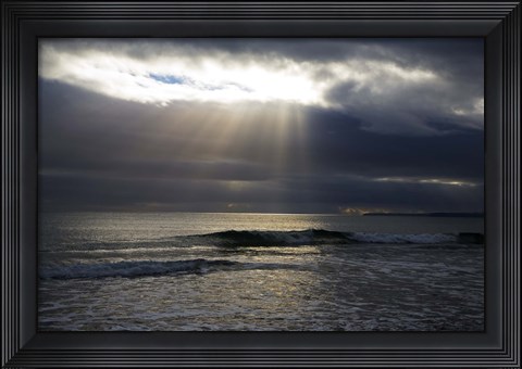 Framed Sun Shining through Dark Clouds, Lady&#39;s Cove, The Copper Coast, County Waterford, Ireland Print