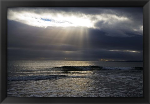 Framed Sun Shining through Dark Clouds, Lady&#39;s Cove, The Copper Coast, County Waterford, Ireland Print