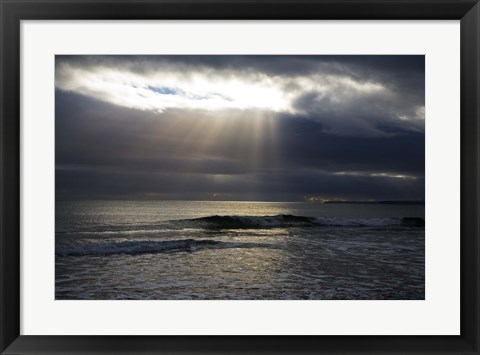 Framed Sun Shining through Dark Clouds, Lady&#39;s Cove, The Copper Coast, County Waterford, Ireland Print