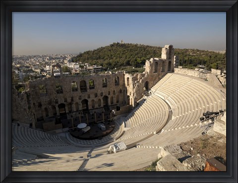 Framed High angle view of an amphitheater, Odeon of Herodes Atticus, Acropolis, Athens, Attica, Greece Print