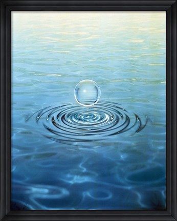 Framed Clear bubble floating above water ripples in choppy water Print