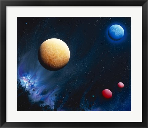 Framed Conceptualized universe with planets Print
