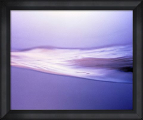Framed Water streams horizontally across purple background Print