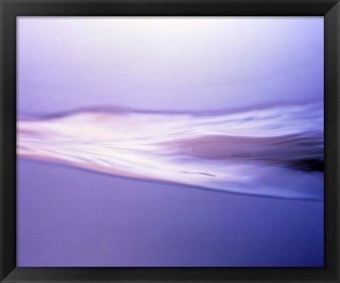 Framed Water streams horizontally across purple background Print
