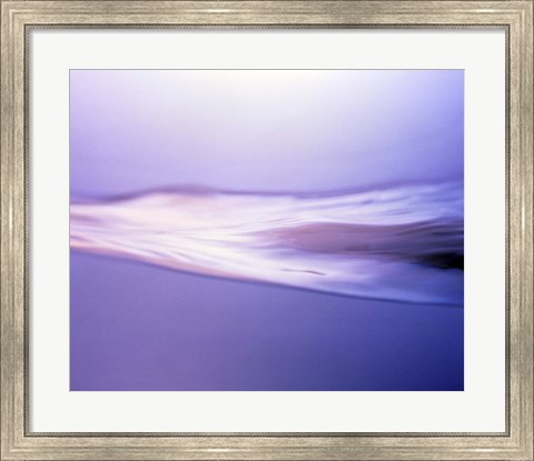 Framed Water streams horizontally across purple background Print
