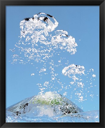 Framed Churning bubbles rising upwards in blue water Print