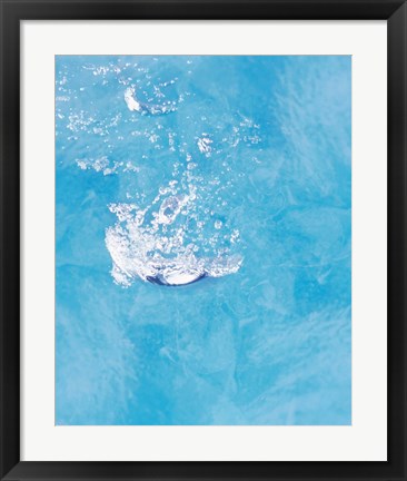 Framed Bubbling water in blue water Print