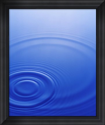 Framed Rings in deep blue water Print