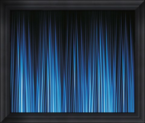 Framed Vertically striated curtain in dark blues Print