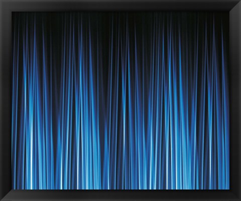 Framed Vertically striated curtain in dark blues Print