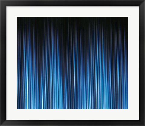 Framed Vertically striated curtain in dark blues Print