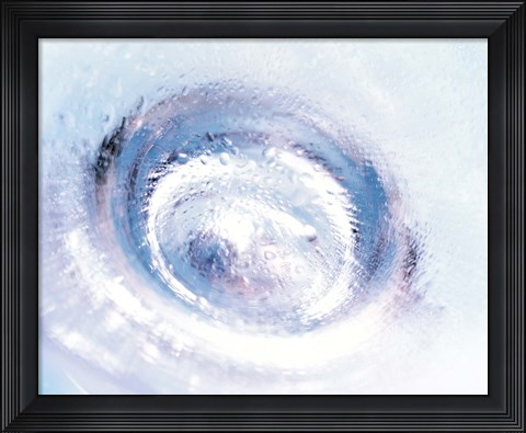 Framed Close up of blown glass bottle bottom in purples and pale blues Print