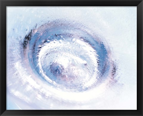 Framed Close up of blown glass bottle bottom in purples and pale blues Print
