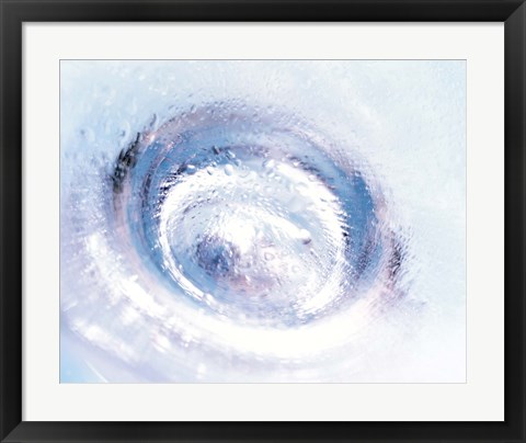 Framed Close up of blown glass bottle bottom in purples and pale blues Print