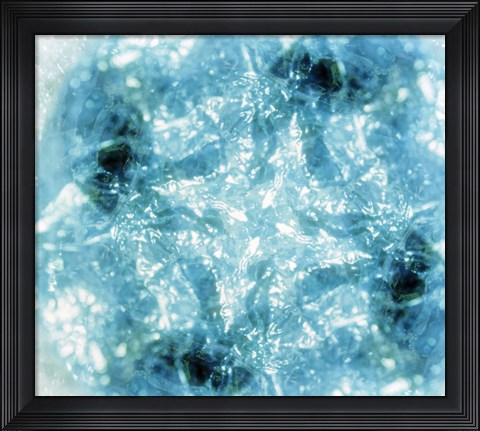 Framed Kaleidoscopic pattern in aqua and white Print