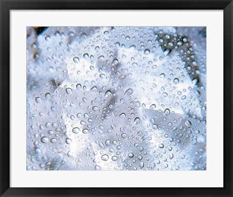 Framed Kaleidoscopic pattern in purple, lavender and white with water droplets Print