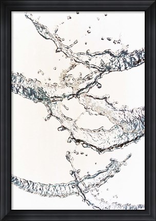 Framed Close up of water bubbles zigzag across white background Print