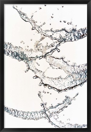 Framed Close up of water bubbles zigzag across white background Print