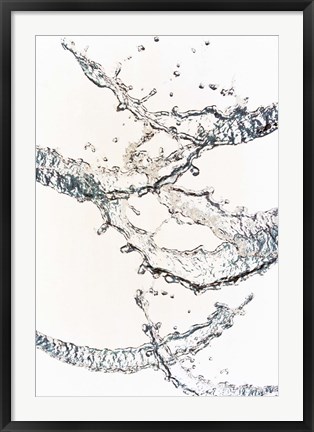 Framed Close up of water bubbles zigzag across white background Print