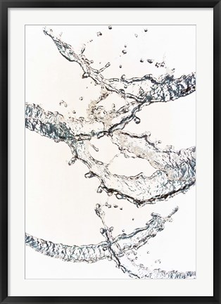 Framed Close up of water bubbles zigzag across white background Print