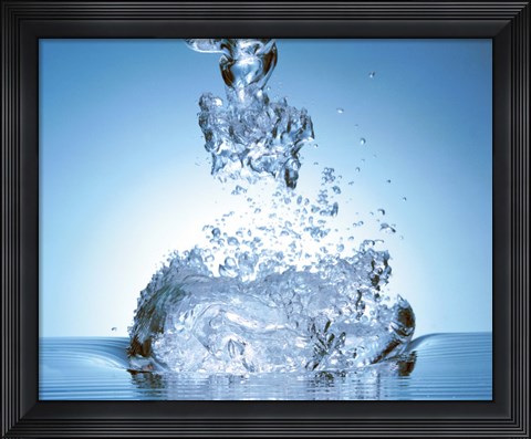 Framed Close up of explosive water bubbles in deep blue water Print