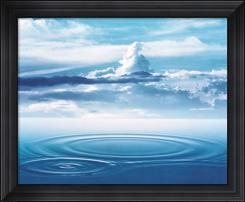 Framed Dramatic cloud formations above rings in deep blue water Print