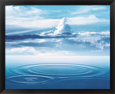 Framed Dramatic cloud formations above rings in deep blue water Print