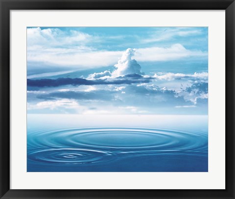 Framed Dramatic cloud formations above rings in deep blue water Print