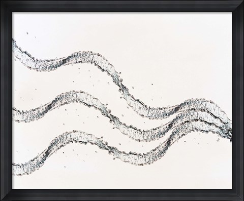 Framed Three ribbons of water drops with white background Print