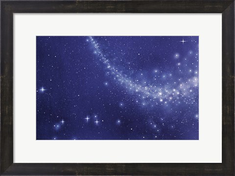 Framed Trail of stars in deep blue sky Print