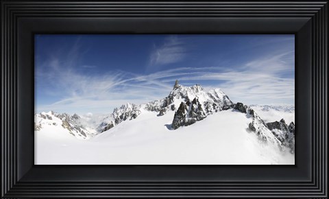 Framed Clouds over a snow covered mountain, Dent du Geant, Aiguille de Rochefort, Helbronner, Val D&#39;Aosta, Italy Print