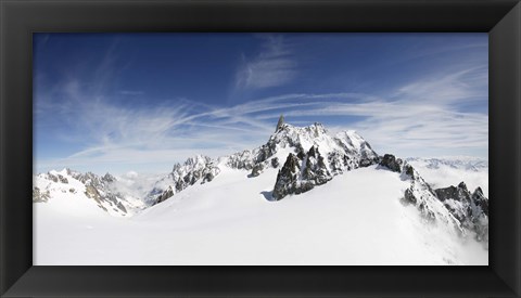 Framed Clouds over a snow covered mountain, Dent du Geant, Aiguille de Rochefort, Helbronner, Val D&#39;Aosta, Italy Print