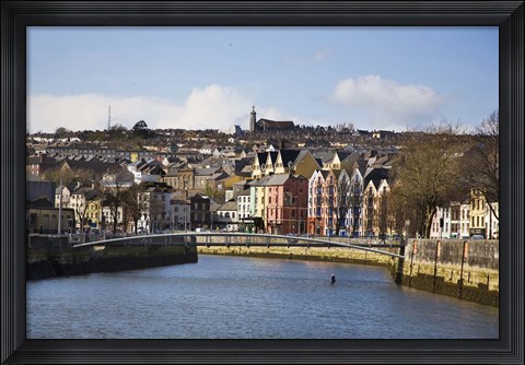 Framed Kneeling Canoe, River Lee, Cork City, Ireland Print