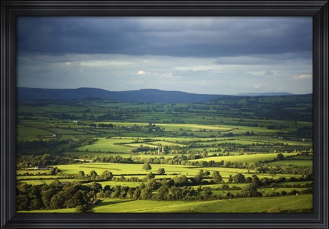 Framed Pastoral Fields, Near Clonea, County Waterford, Ireland Print