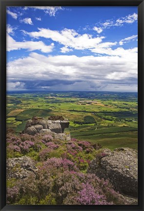 Framed Pastoral Fields from above Coumshingaun Lake, Comeragh Mountains, County Waterford, Ireland Print