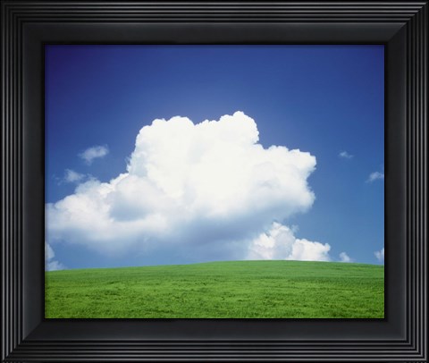Framed Clouds over a grassland Print