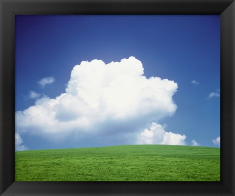 Framed Clouds over a grassland Print